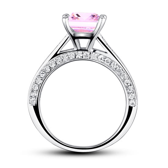 1.5 Carat Princess Cut Fancy Pink Simulated Diamond 925 Sterling Silver Wedding Engagement Ring