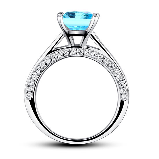 1.5 Carat Princess Cut Fancy Blue Simulated Diamond 925 Sterling Silver Wedding Engagement Ring
