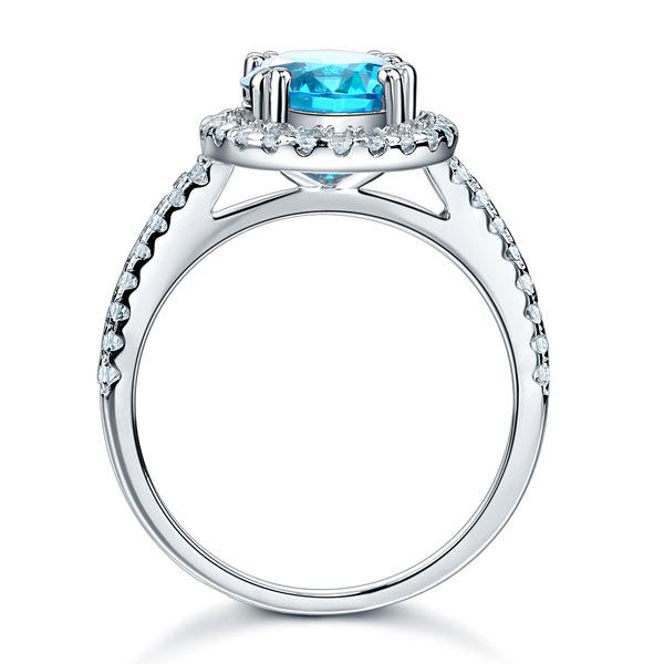 925 Sterling Silver Wedding Engagement Halo Ring 2 Carat Fancy Blue Simulated Diamond