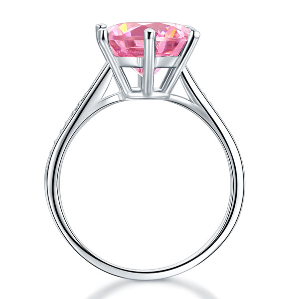 925 Sterling Silver Wedding Engagement Ring 3 Carat Pink Simulated Diamond