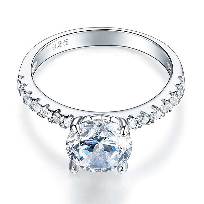 925 Sterling Silver Bridal Engagement Ring 2 Carat Simulated Diamond Jewelry
