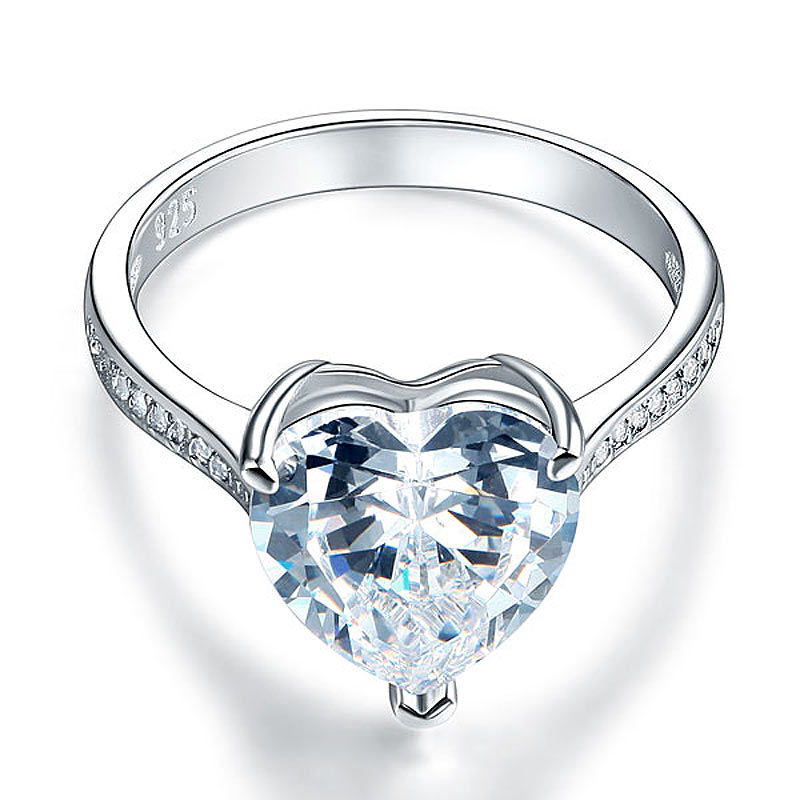 925 Sterling Silver Bridal Engagement Ring 3.5 Carat Heart Simulated Diamond Jewelry