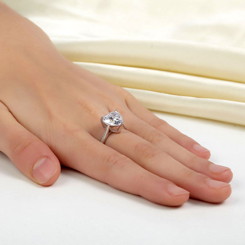 925 Sterling Silver Bridal Engagement Ring 3.5 Carat Heart Simulated Diamond Jewelry