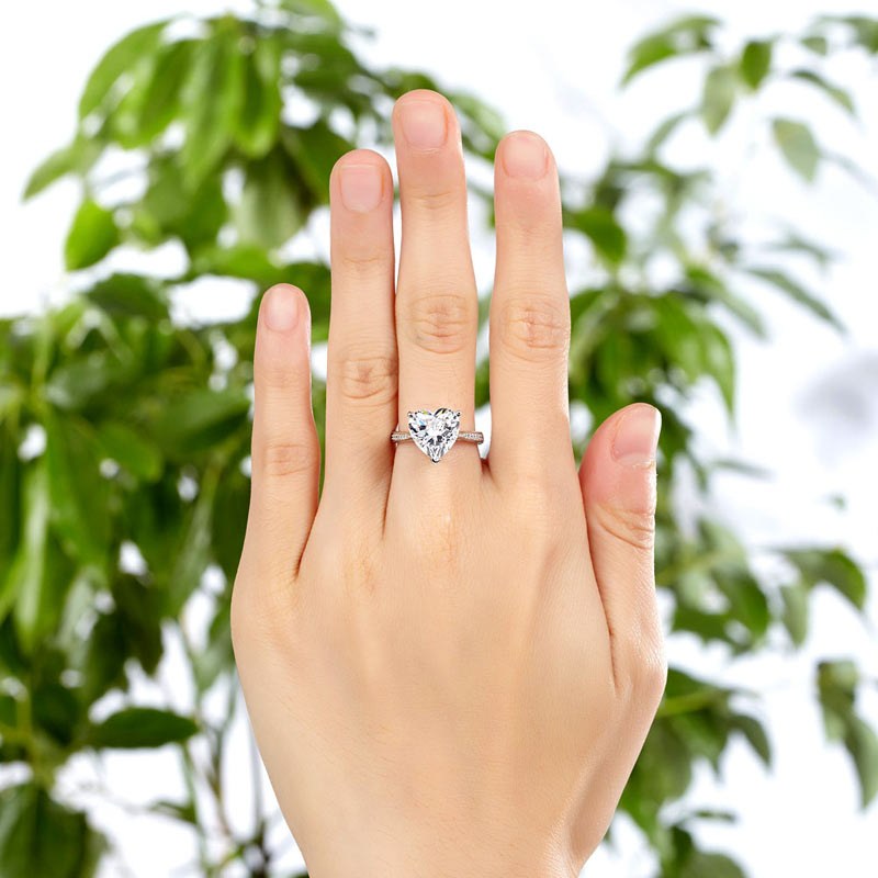 925 Sterling Silver Bridal Engagement Ring 3.5 Carat Heart Simulated Diamond Jewelry