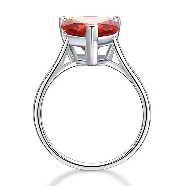 925 Sterling Silver Bridal Ring 3.5 Carat Heart Ruby Red Simulated Diamond Jewelry