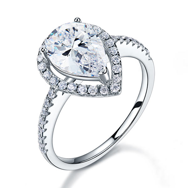 2 Ct Pear Cut Ring Sterling 925 Silver Wedding Promise Anniversary Engagement Jewelry