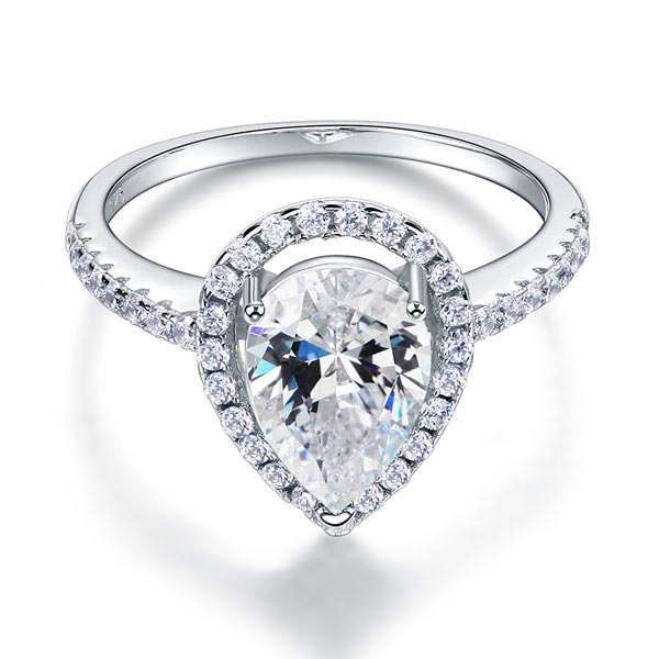 2 Ct Pear Cut Ring Sterling 925 Silver Wedding Promise Anniversary Engagement Jewelry