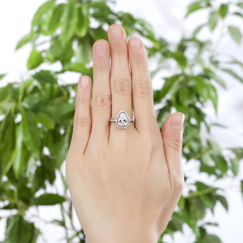 2 Ct Pear Cut Ring Sterling 925 Silver Wedding Promise Anniversary Engagement Jewelry