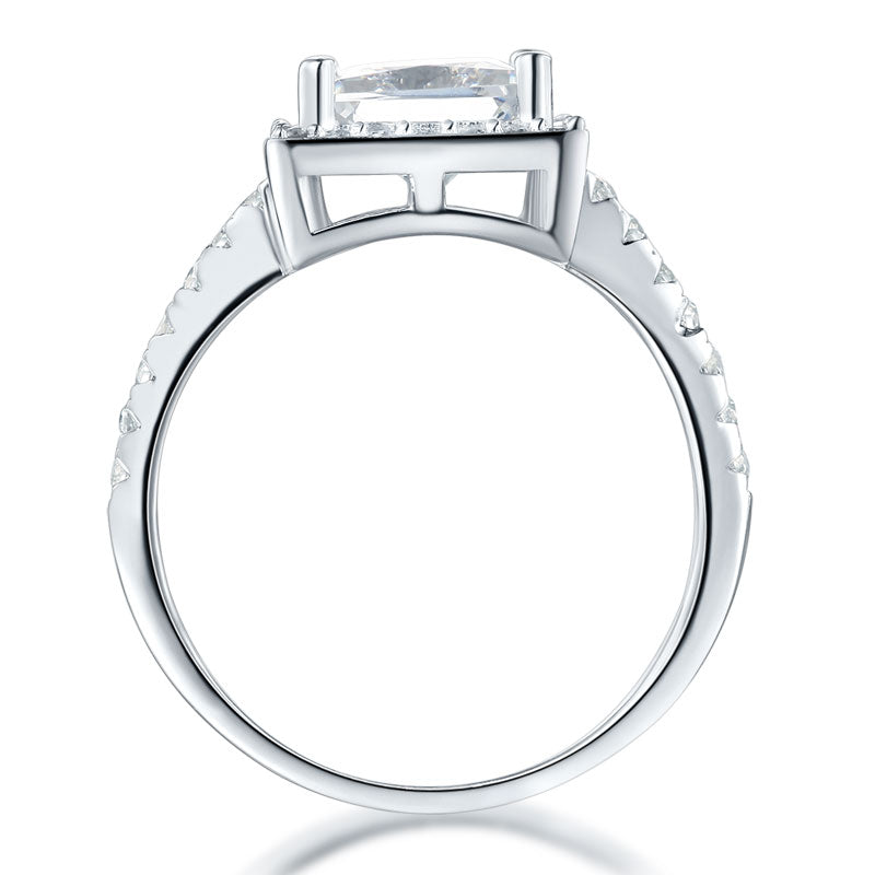 1.5 Ct Princess Simulated Diamond Solid 925 Sterling Silver Wedding Anniversary Engagement Ring Jewelry