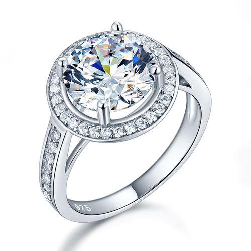 Luxury 925 Sterling Silver Wedding Anniversary Engagement Ring Halo 3.5 Ct Simulated Diamond