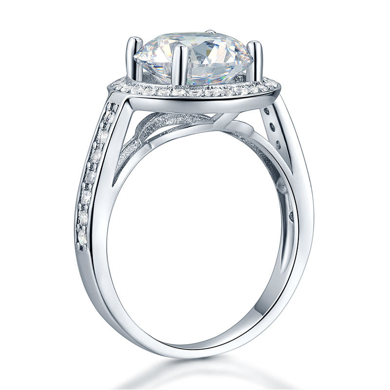 Luxury 925 Sterling Silver Wedding Anniversary Engagement Ring Halo 3.5 Ct Simulated Diamond