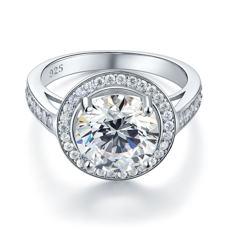 Luxury 925 Sterling Silver Wedding Anniversary Engagement Ring Halo 3.5 Ct Simulated Diamond