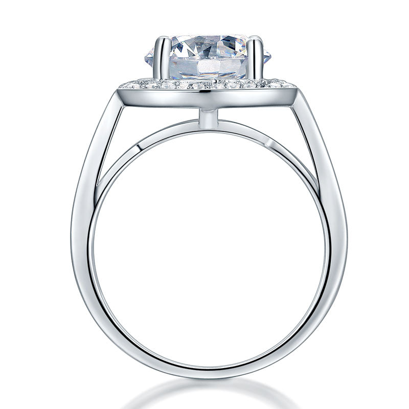 Luxury 925 Sterling Silver Wedding Anniversary Engagement Ring Halo 3.5 Ct Simulated Diamond