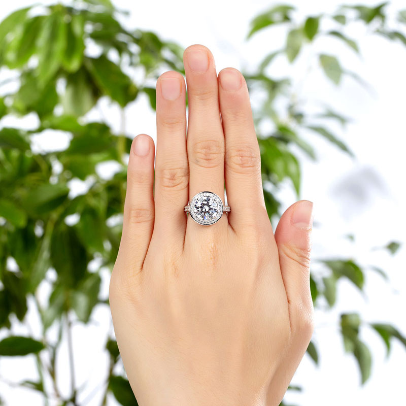 Luxury 925 Sterling Silver Wedding Anniversary Engagement Ring Halo 3.5 Ct Simulated Diamond