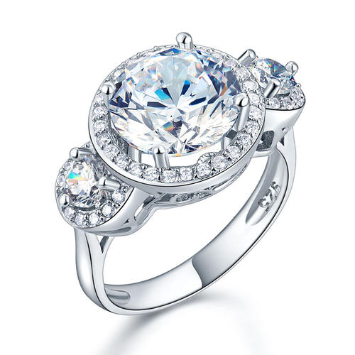 Three-Stone 925 Sterling Silver Promise Engagement Ring Vintage Victorian Art Deco 3.5 Ct