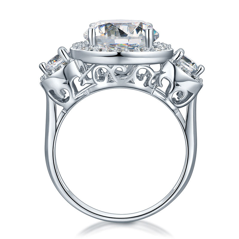 Three-Stone 925 Sterling Silver Promise Engagement Ring Vintage Victorian Art Deco 3.5 Ct