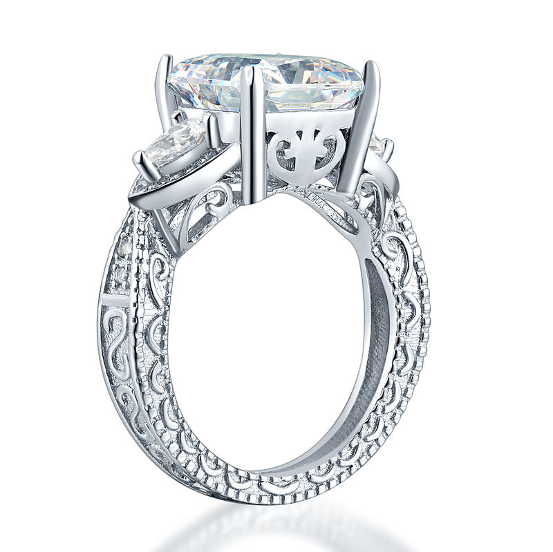 Luxury 925 Sterling Silver Wedding Engagement Ring Vintage 4 Ct Simulated Diamond
