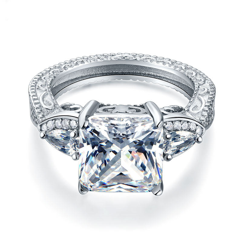 Luxury 925 Sterling Silver Wedding Engagement Ring Vintage 4 Ct Simulated Diamond