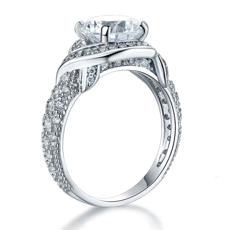 Vintage Style Art Deco 925 Sterling Silver Ring Promise Engagement