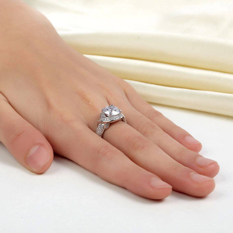 Vintage Style Art Deco 925 Sterling Silver Ring Promise Engagement