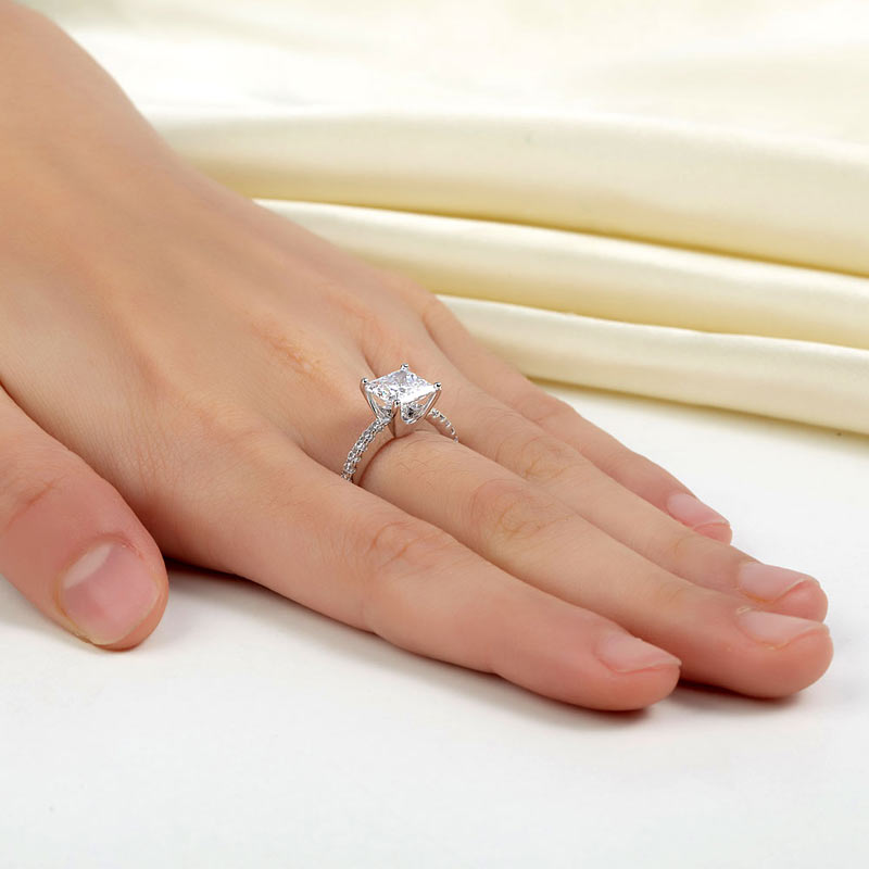 1.5 Ct Princess Cut Simulated Diamond 925 Sterling Silver Wedding Ring Engagement Promise Anniversary