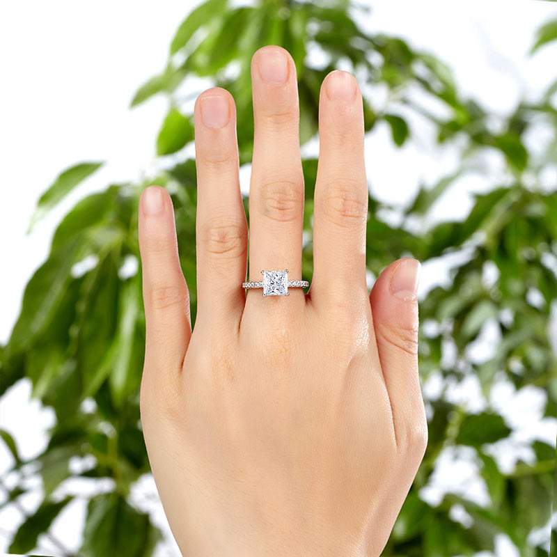 1.5 Ct Princess Cut Simulated Diamond 925 Sterling Silver Wedding Ring Engagement Promise Anniversary