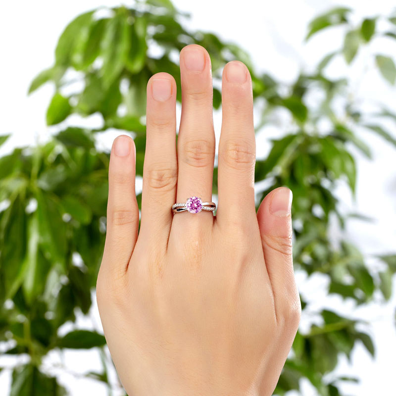 925 Sterling Silver Wedding Promise Anniversary Ring 1.25 Ct Fancy Pink Simulated Diamond