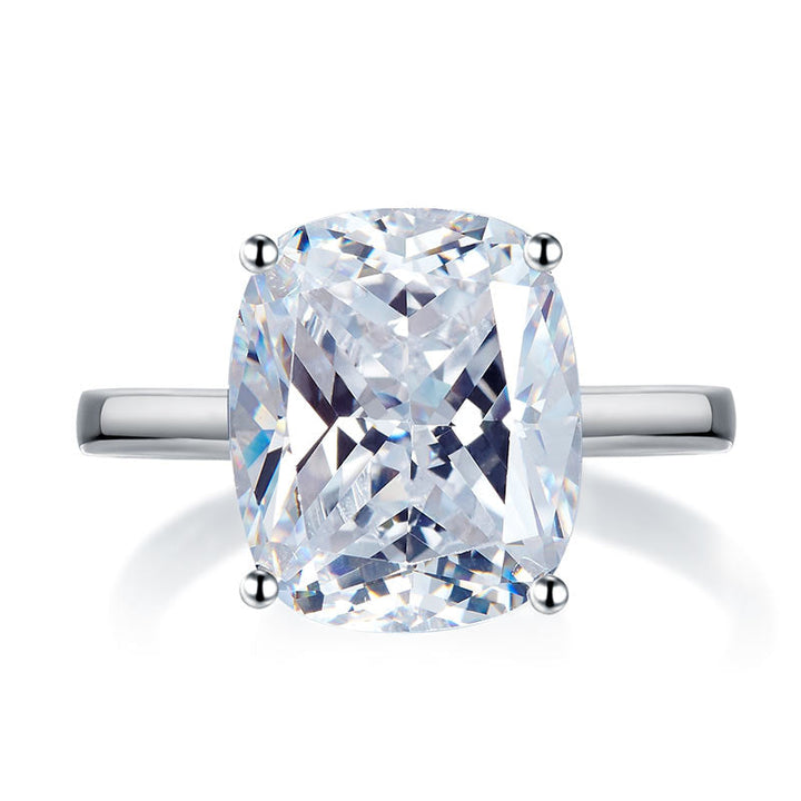 Solid 925 Sterling Silver 6 Carat Wedding Anniversary Solitaire Ring Luxury Jewelry