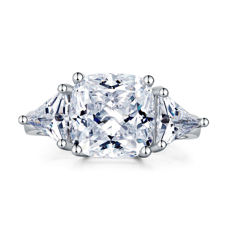 Cushion Cut 4 Carat 925 Sterling Silver Ring Party Luxury Jewelry Simulated Diamond