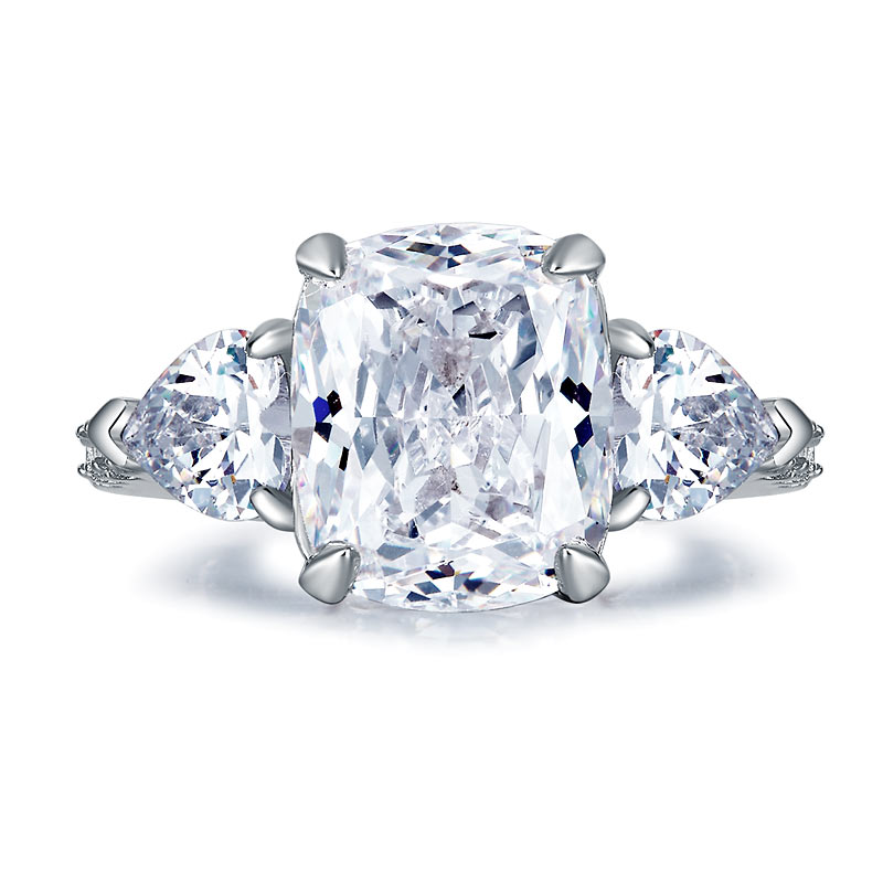 5 Carat Simulated Diamond 925 Sterling Silver Ring Three-Stone Luxury Jewelry