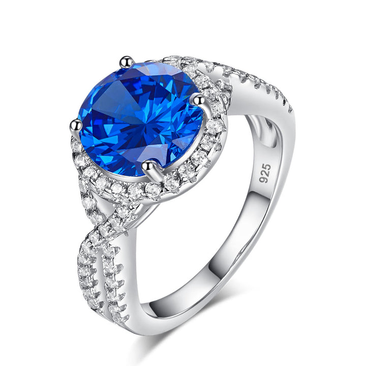 3 Carat Simulated Blue Sapphire 925 Sterling Silver Wedding Luxury Ring Anniversary