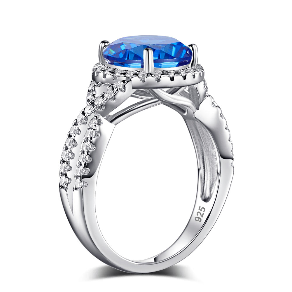 3 Carat Simulated Blue Sapphire 925 Sterling Silver Wedding Luxury Ring Anniversary