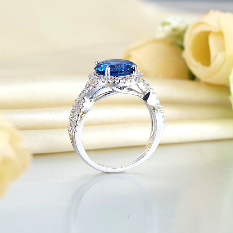 3 Carat Simulated Blue Sapphire 925 Sterling Silver Wedding Luxury Ring Anniversary