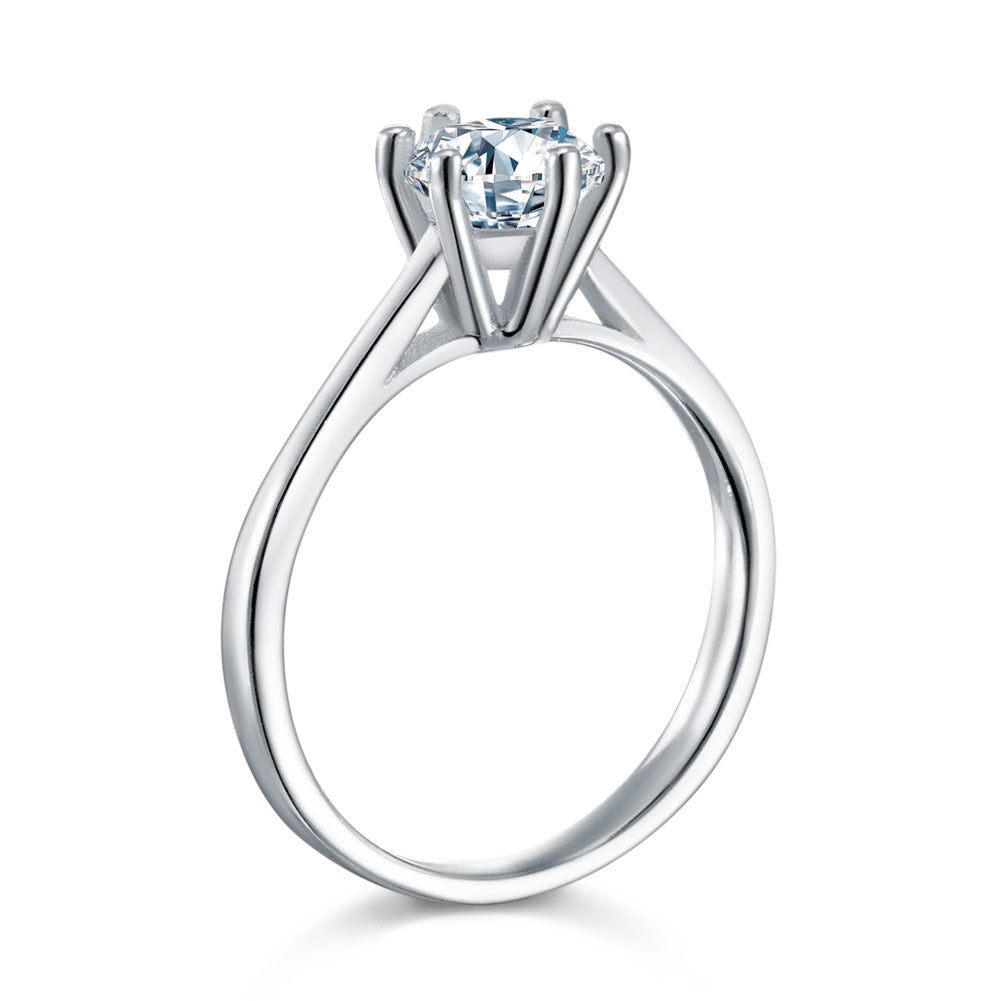 1 Carat Simulated Diamond Engagement Ring 925 Sterling Silver Classic 6 Claws