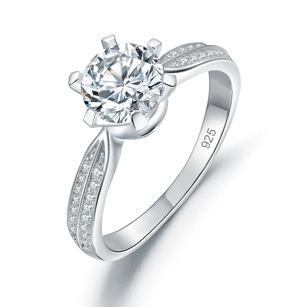 Engagement Crown Ring 925 Sterling Silver 1 Ct Simulated Diamond