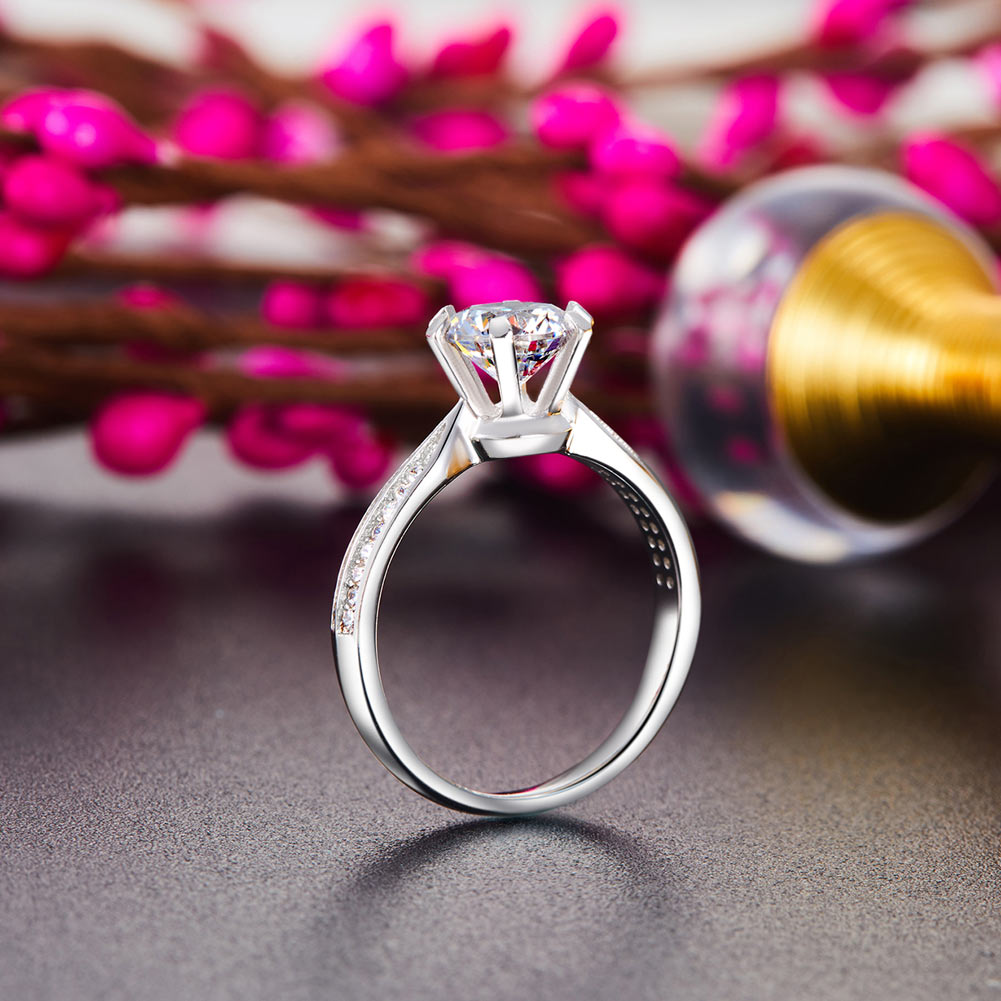 Engagement Crown Ring 925 Sterling Silver 1 Ct Simulated Diamond