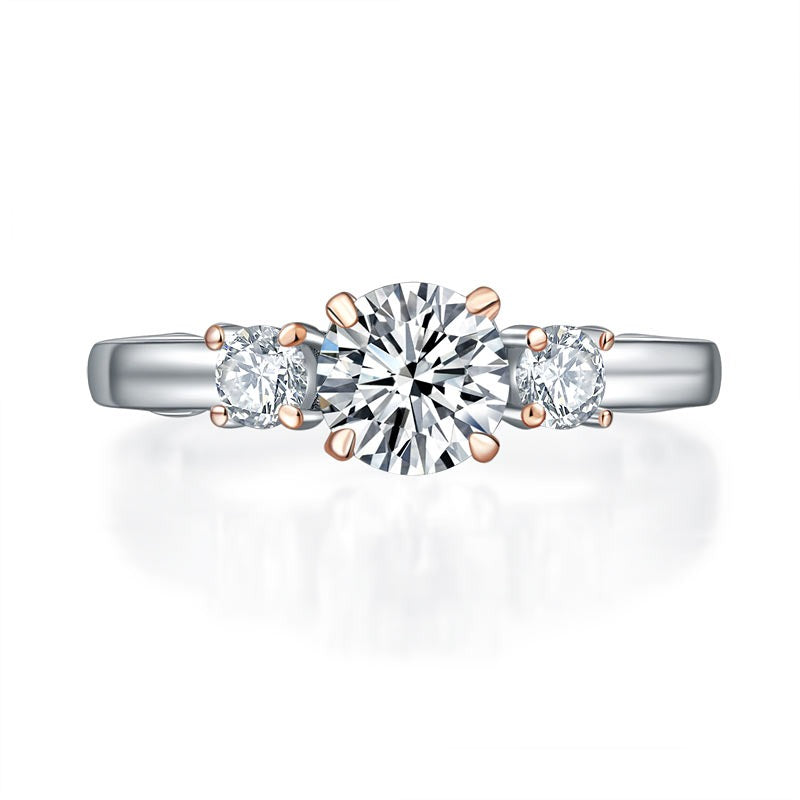 Solid 925 Sterling Silver Wedding Vintage Style Ring 1 Ct Two Tone Color