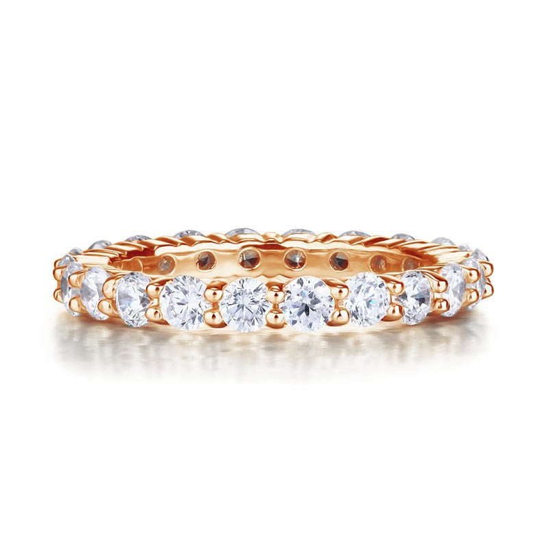 Solid 925 Sterling Silver Wedding Band Eternity Stacking Ring Rose Gold Plated