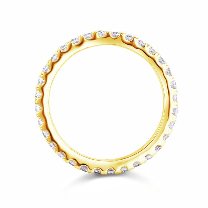 Eternity Ring Simulated Diamond Solid Sterling 925 Silver Yellow Gold Plated Wedding Band