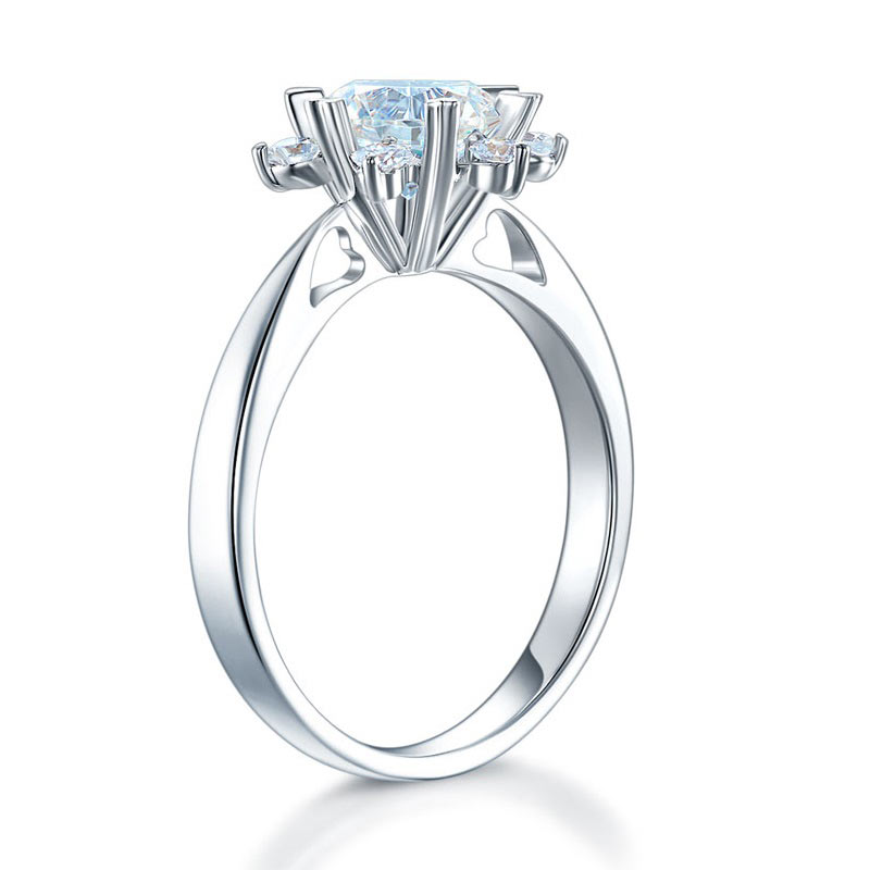1 Carat Moissanite Diamond Flower Engagement 925 Sterling Silver Ring