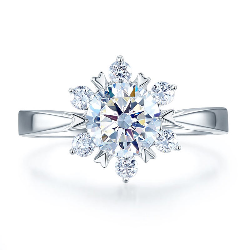 1 Carat Moissanite Diamond Flower Engagement 925 Sterling Silver Ring