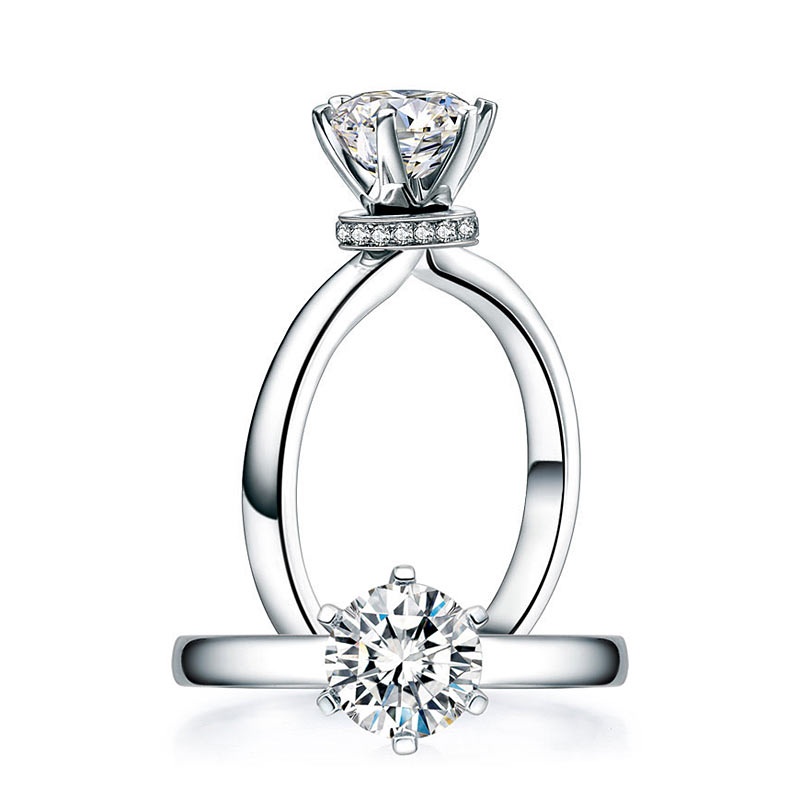 1 Carat Moissanite Diamond 6 Claws Engagement 925 Sterling Silver Ring