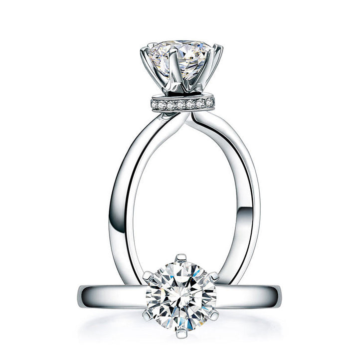 1 Carat Moissanite Diamond 6 Claws Engagement 925 Sterling Silver Ring