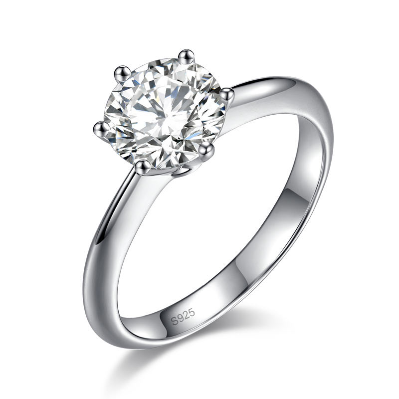 1.5 Carat Moissanite Diamond Solitaire Engagement Ring 925 Sterling Silver
