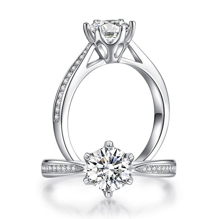 1 Carat Moissanite Diamond Ring Engagement 925 Sterling Silver