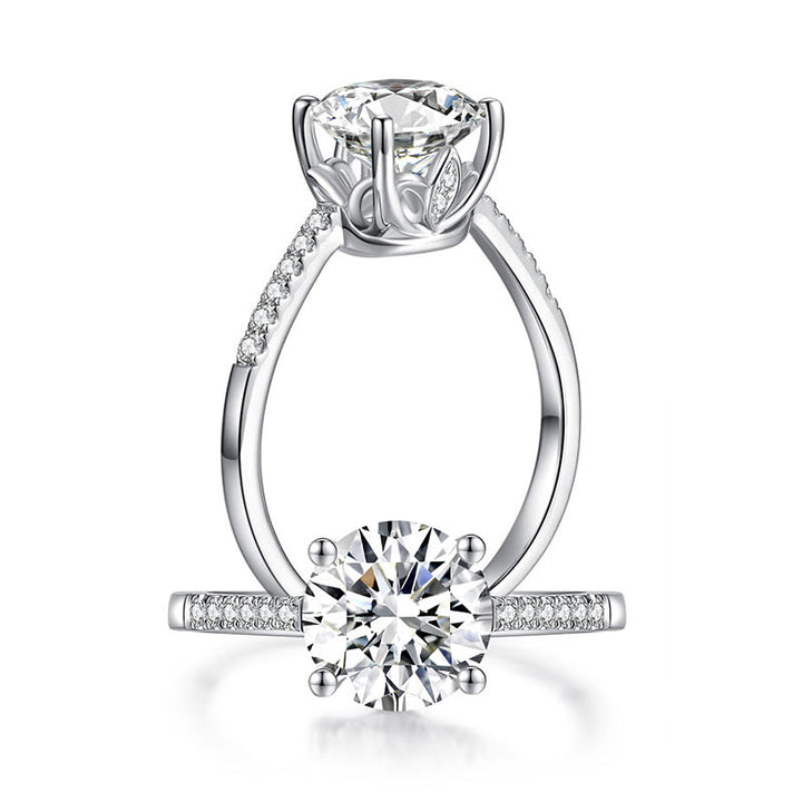 2 Carat Moissanite Diamond (8 mm) Engagement Ring 925 Sterling Silver