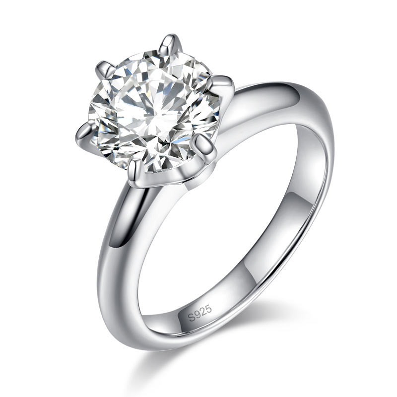 3 Carat Moissanite Diamond (9 mm) Luxury Ring 6 Claws Engagement 925 Sterling Silver