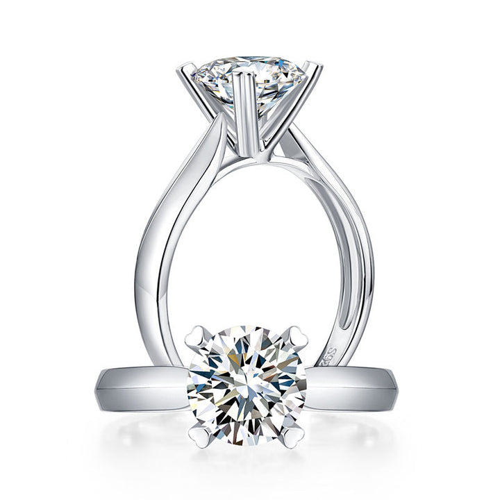 1.5 Carat Moissanite Diamond Ring Heart Shape Prong 925 Sterling Silver