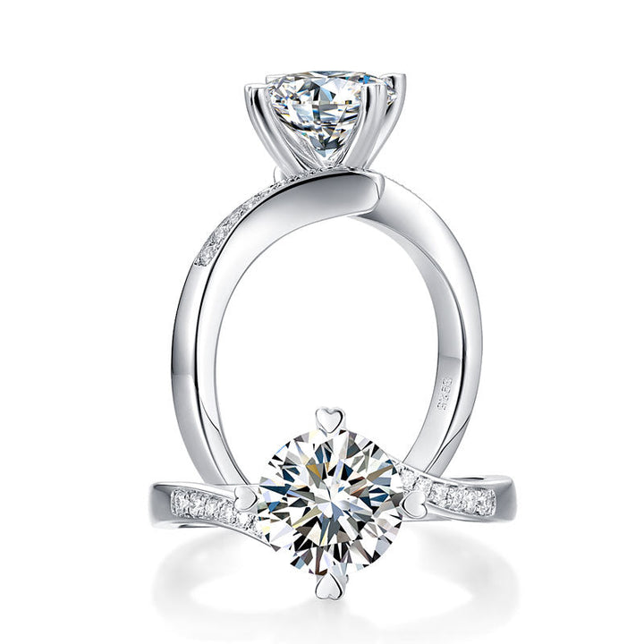 1.5 Carat Moissanite Diamond Ring Heart Shape Prong 925 Sterling Silver