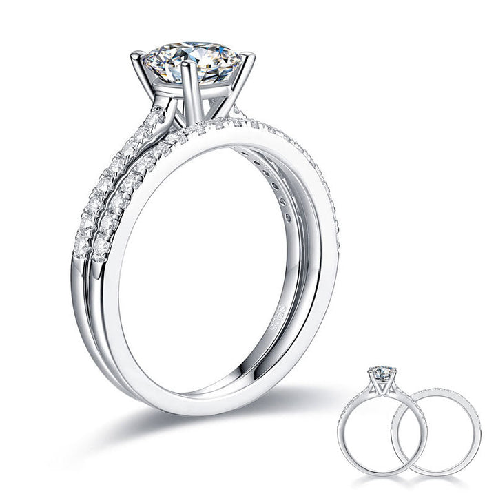 1 Carat Moissanite Diamond Ring Set (1 pcs / 2 pcs) 925 Sterling Silver